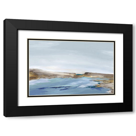 Blue Coastal View Black Modern Wood Framed Art Print with Double Matting by Mavis, Luna
