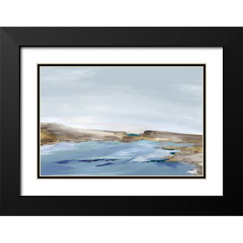 Blue Coastal View Black Modern Wood Framed Art Print with Double Matting by Mavis, Luna