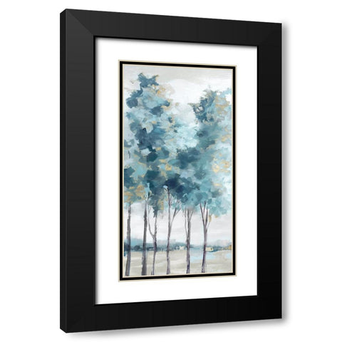 Teal Blue Forest II Black Modern Wood Framed Art Print with Double Matting by Mavis, Luna