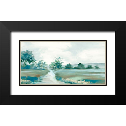 Burgeoning Green Black Modern Wood Framed Art Print with Double Matting by Mavis, Luna
