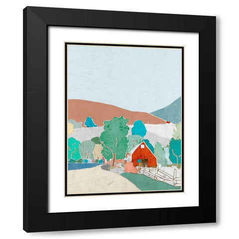 Rural Melody Black Modern Wood Framed Art Print with Double Matting by Cacho, E.L.