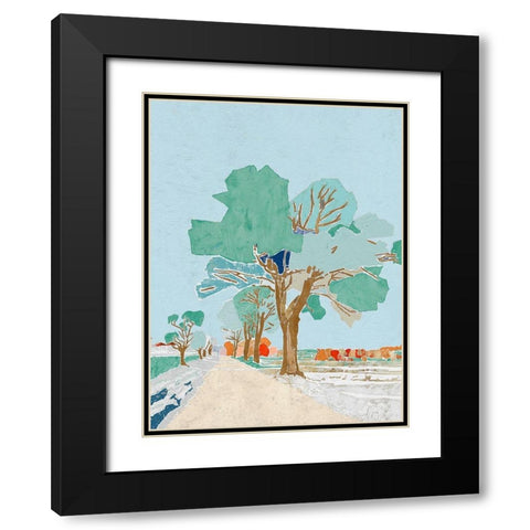 Calm and Pure Black Modern Wood Framed Art Print with Double Matting by Cacho, E.L.