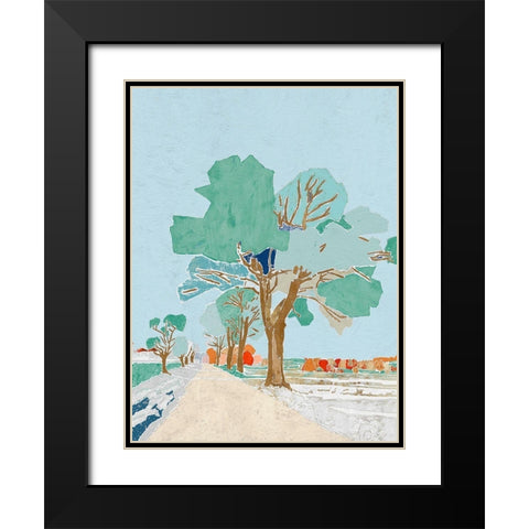 Calm and Pure Black Modern Wood Framed Art Print with Double Matting by Cacho, E.L.