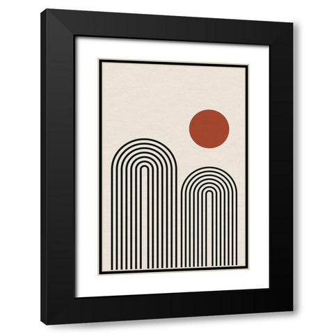 Monochrome Geometric Flower  Black Modern Wood Framed Art Print with Double Matting by William, Gary