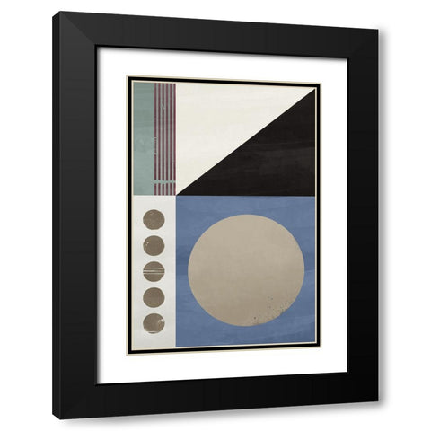 Blue Abstract Geometric I  Black Modern Wood Framed Art Print with Double Matting by William, Gary