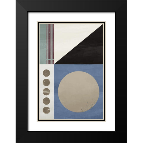 Blue Abstract Geometric I  Black Modern Wood Framed Art Print with Double Matting by William, Gary