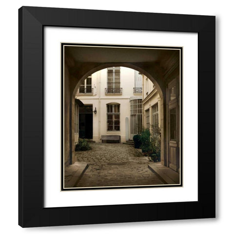Marais Courtyard Black Modern Wood Framed Art Print with Double Matting by White, Milla