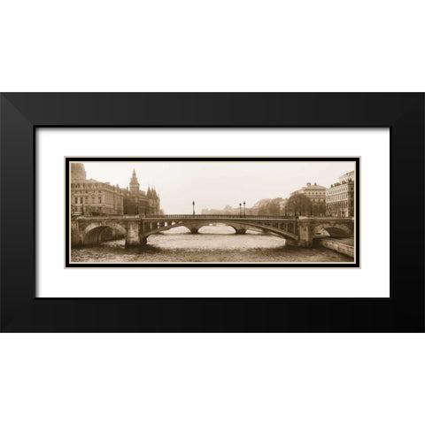 Pont Notre Dame Black Modern Wood Framed Art Print with Double Matting by White, Karen