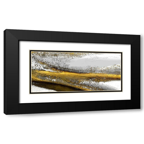 Gold Stream White  Black Modern Wood Framed Art Print with Double Matting by Kroker, Wendy