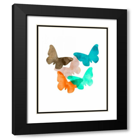 Mod Butterflies Black Modern Wood Framed Art Print with Double Matting by Wilson, Aimee