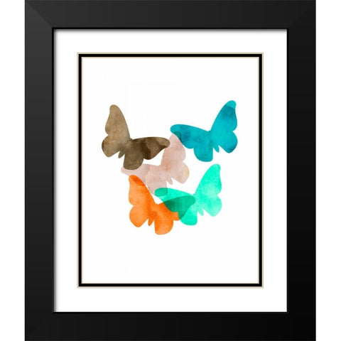 Mod Butterflies Black Modern Wood Framed Art Print with Double Matting by Wilson, Aimee