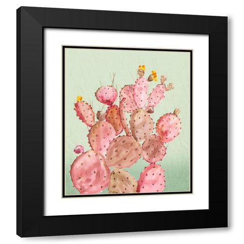 Pink Cacti Black Modern Wood Framed Art Print with Double Matting by Wilson, Aimee