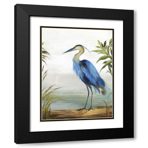 Blue Heron Black Modern Wood Framed Art Print with Double Matting by Wilson, Aimee