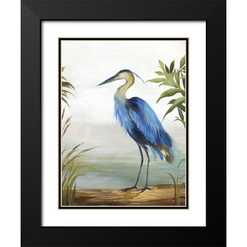 Blue Heron Black Modern Wood Framed Art Print with Double Matting by Wilson, Aimee