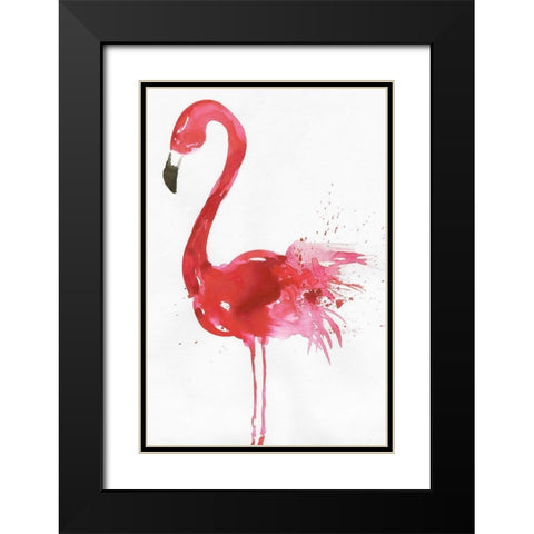 Flamingo Portrait I Black Modern Wood Framed Art Print with Double Matting by Wilson, Aimee