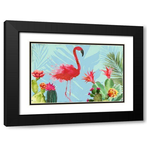 Flamingo in the Mix Black Modern Wood Framed Art Print with Double Matting by Wilson, Aimee