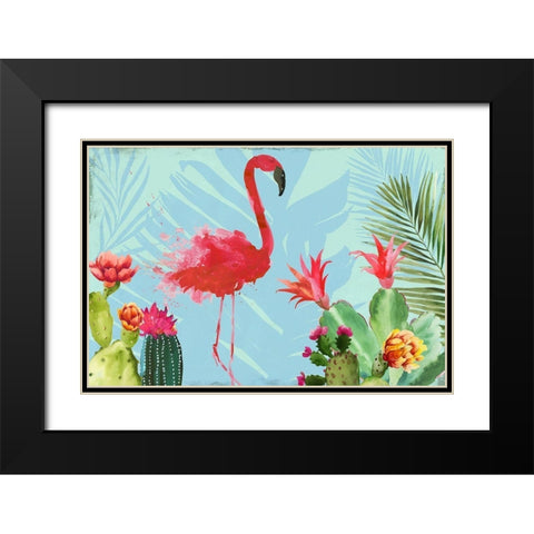 Flamingo in the Mix Black Modern Wood Framed Art Print with Double Matting by Wilson, Aimee