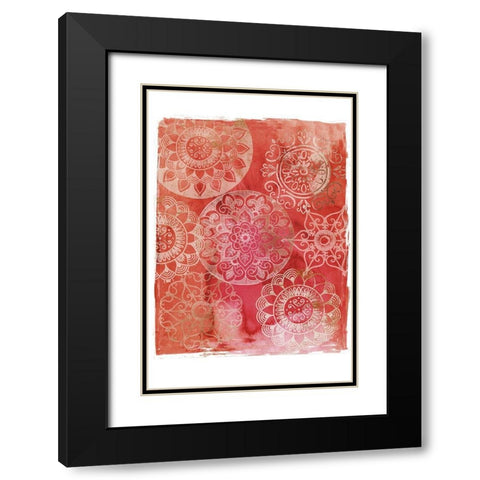 Crimson Medallions  Black Modern Wood Framed Art Print with Double Matting by Wilson, Aimee