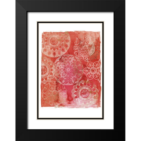 Crimson Medallions  Black Modern Wood Framed Art Print with Double Matting by Wilson, Aimee