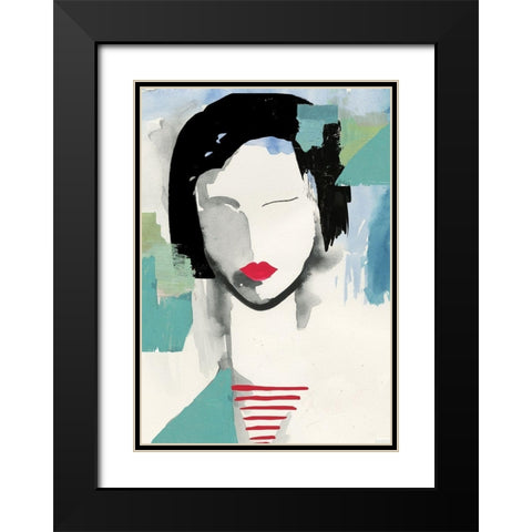 Girl with Red Stripes I  Black Modern Wood Framed Art Print with Double Matting by Wilson, Aimee