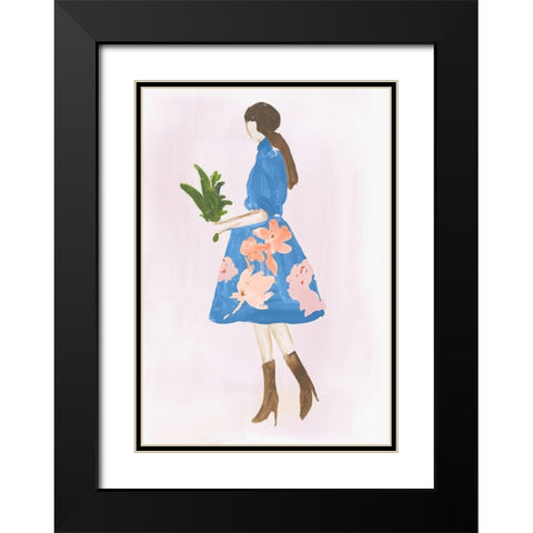 Girl with Plant Black Modern Wood Framed Art Print with Double Matting by Wilson, Aimee