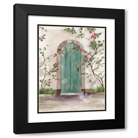 Arch Door with Roses  Black Modern Wood Framed Art Print with Double Matting by Wilson, Aimee