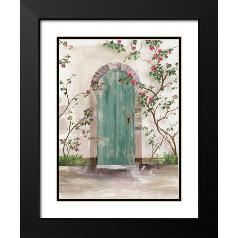 Arch Door with Roses  Black Modern Wood Framed Art Print with Double Matting by Wilson, Aimee