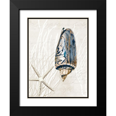 Blue Shell Series I Black Modern Wood Framed Art Print with Double Matting by Wilson, Aimee