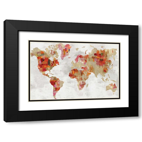 Red Map Black Modern Wood Framed Art Print with Double Matting by Wilson, Aimee