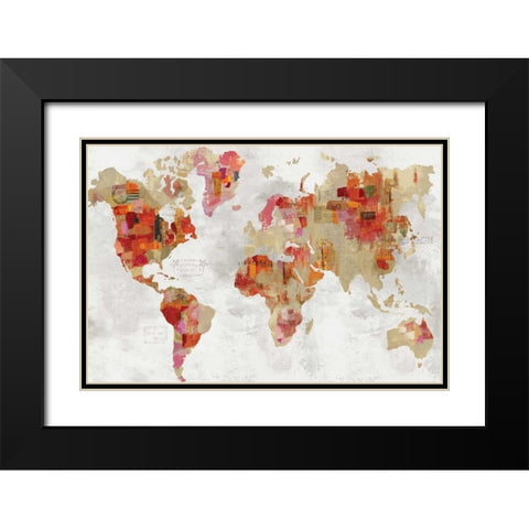 Red Map Black Modern Wood Framed Art Print with Double Matting by Wilson, Aimee