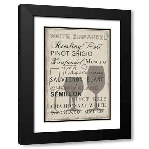 White Wine Collection - Mini Black Modern Wood Framed Art Print with Double Matting by Wilson, Aimee
