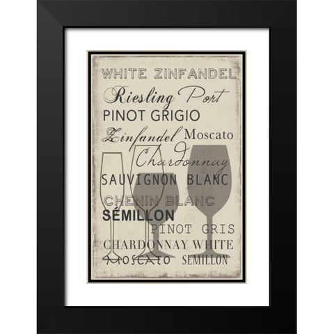 White Wine Collection - Mini Black Modern Wood Framed Art Print with Double Matting by Wilson, Aimee