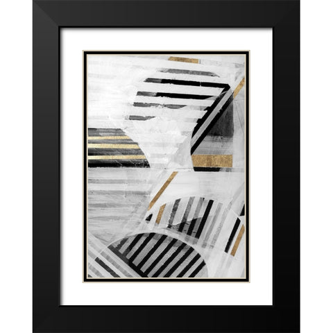 Black White Gold I Black Modern Wood Framed Art Print with Double Matting by Cartissi
