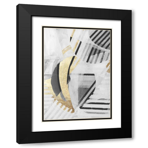 Black White Gold II Black Modern Wood Framed Art Print with Double Matting by Cartissi