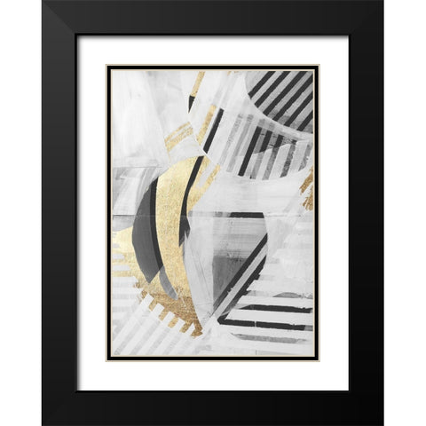 Black White Gold II Black Modern Wood Framed Art Print with Double Matting by Cartissi
