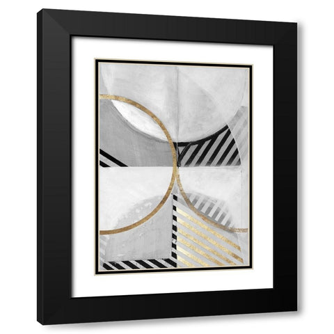 Black White Gold III Black Modern Wood Framed Art Print with Double Matting by Cartissi