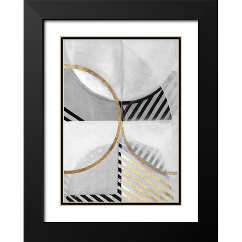 Black White Gold III Black Modern Wood Framed Art Print with Double Matting by Cartissi