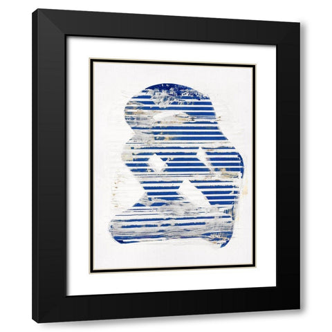 Blue Scrapes I Black Modern Wood Framed Art Print with Double Matting by Cartissi