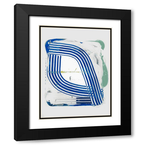 Blue Scrapes III Black Modern Wood Framed Art Print with Double Matting by Cartissi