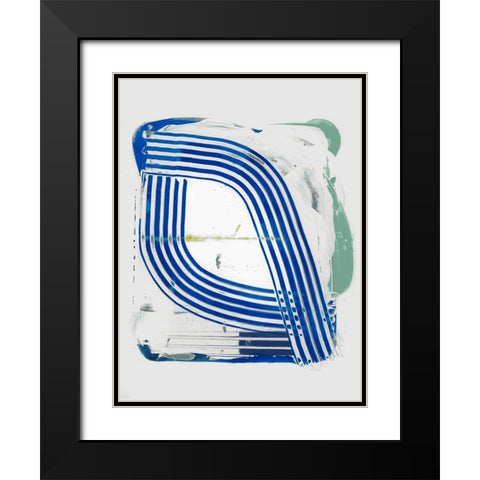 Blue Scrapes III Black Modern Wood Framed Art Print with Double Matting by Cartissi