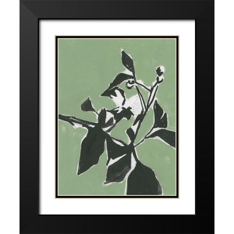 Naive Floral Silhouette I Black Modern Wood Framed Art Print with Double Matting by Cartissi