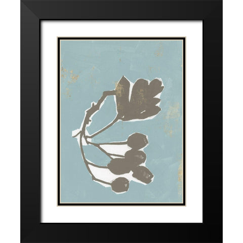 Floral Silhouette I Black Modern Wood Framed Art Print with Double Matting by Cartissi