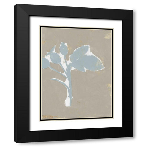 Floral Silhouette II Black Modern Wood Framed Art Print with Double Matting by Cartissi