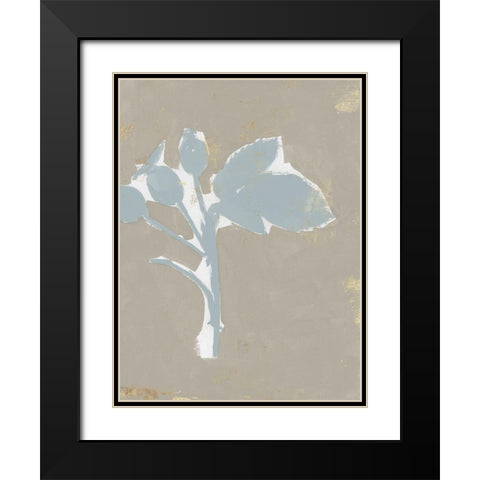 Floral Silhouette II Black Modern Wood Framed Art Print with Double Matting by Cartissi