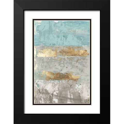 Blue Gold I Black Modern Wood Framed Art Print with Double Matting by Cartissi