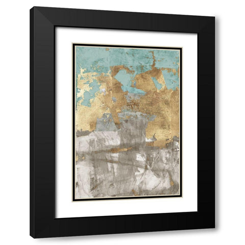 Blue Gold II Black Modern Wood Framed Art Print with Double Matting by Cartissi