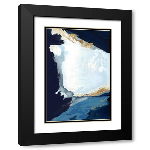 Blue in Gold III Black Modern Wood Framed Art Print with Double Matting by Cartissi