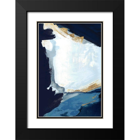 Blue in Gold III Black Modern Wood Framed Art Print with Double Matting by Cartissi