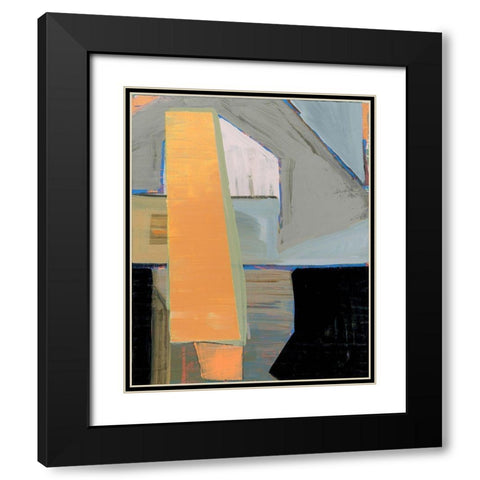 Orange Pinstripe I Black Modern Wood Framed Art Print with Double Matting by Cartissi