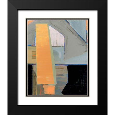 Orange Pinstripe I Black Modern Wood Framed Art Print with Double Matting by Cartissi